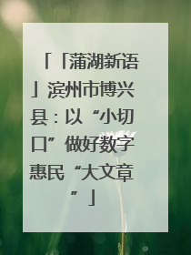 「蒲湖新语」滨州市博兴县：以“小切口”做好数字惠民“大文章”