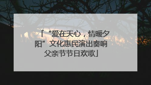 “爱在天心，情暖夕阳”文化惠民演出奏响父亲节节日欢歌