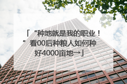 “种地就是我的职业！”看00后种粮人如何种好4000亩地→
