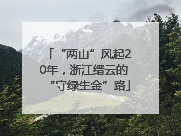 “两山”风起20年，浙江缙云的“守绿生金”路