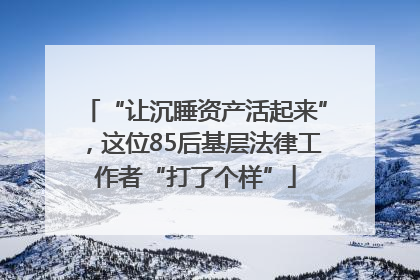 “让沉睡资产活起来”，这位85后基层法律工作者“打了个样”