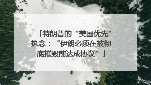 特朗普的“美国优先”执念：“伊朗必须在被彻底摧毁前达成协议”