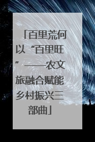 百里荒何以“百里旺”——农文旅融合赋能乡村振兴三部曲