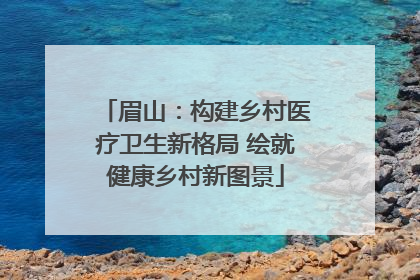 眉山：构建乡村医疗卫生新格局 绘就健康乡村新图景