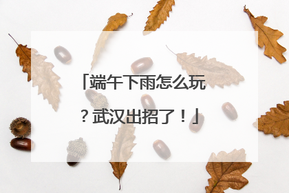 端午下雨怎么玩？武汉出招了！