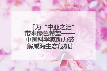 为“中亚之泪”带来绿色希望——中国科学家助力破解咸海生态危机