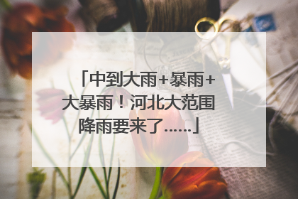中到大雨+暴雨+大暴雨！河北大范围降雨要来了……