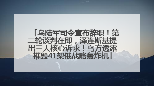 乌陆军司令宣布辞职！第二轮谈判在即，泽连斯基提出三大核心诉求！乌方透露摧毁41架俄战略轰炸机
