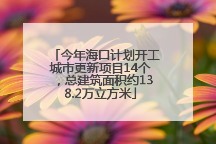 今年海口计划开工城市更新项目14个，总建筑面积约138.2万立方米