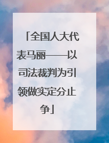 全国人大代表马丽——以司法裁判为引领做实定分止争