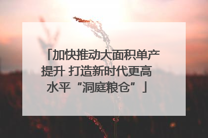 加快推动大面积单产提升 打造新时代更高水平“洞庭粮仓”