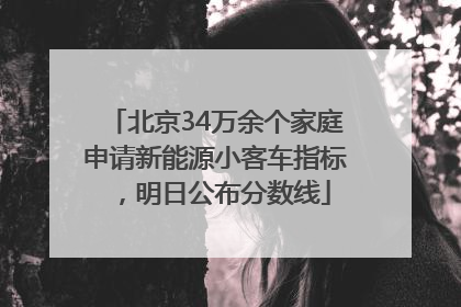 北京34万余个家庭申请新能源小客车指标，明日公布分数线