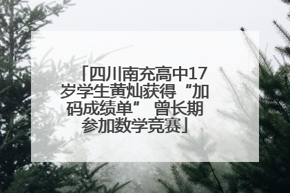 四川南充高中17岁学生黄灿获得“加码成绩单” 曾长期参加数学竞赛