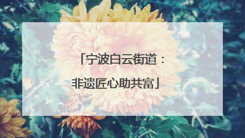 宁波白云街道：非遗匠心助共富