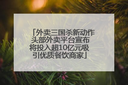 外卖三国杀新动作 头部外卖平台宣布将投入超10亿元吸引优质餐饮商家