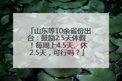 山东等10余省份出台：鼓励2.5天休假！每周上4.5天、休2.5天，可行吗？