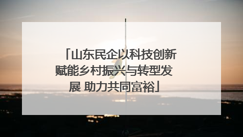 山东民企以科技创新赋能乡村振兴与转型发展 助力共同富裕