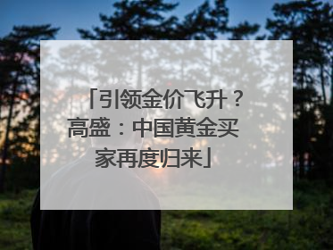 引领金价飞升？高盛：中国黄金买家再度归来