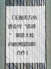 无视美方免费金穹“诱惑” 加拿大转向欧洲谋国防合作