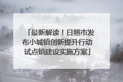 最新解读！日照市发布小城镇创新提升行动试点镇建设实施方案