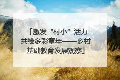 激发“村小”活力 共绘多彩童年——乡村基础教育发展观察