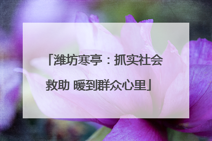 潍坊寒亭：抓实社会救助 暖到群众心里