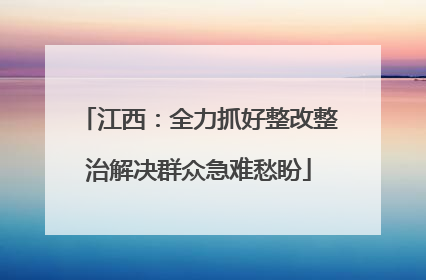 江西：全力抓好整改整治解决群众急难愁盼