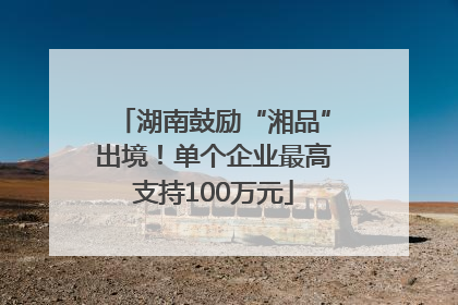 湖南鼓励“湘品”出境！单个企业最高支持100万元