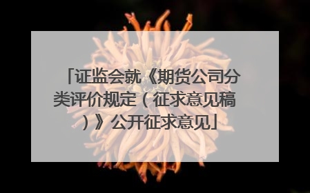 证监会就《期货公司分类评价规定（征求意见稿）》公开征求意见