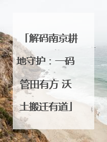 解码南京耕地守护：一码管田有方 沃土搬迁有道