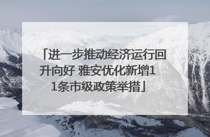 进一步推动经济运行回升向好 雅安优化新增11条市级政策举措