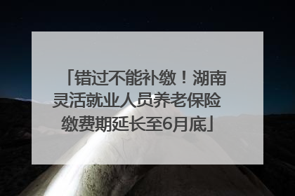 错过不能补缴！湖南灵活就业人员养老保险缴费期延长至6月底