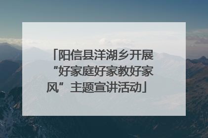 阳信县洋湖乡开展“好家庭好家教好家风”主题宣讲活动