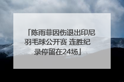 陈雨菲因伤退出印尼羽毛球公开赛 连胜纪录停留在24场