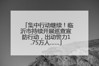 集中行动继续！临沂市持续开展巡查宣防行动，出动警力1.75万人……
