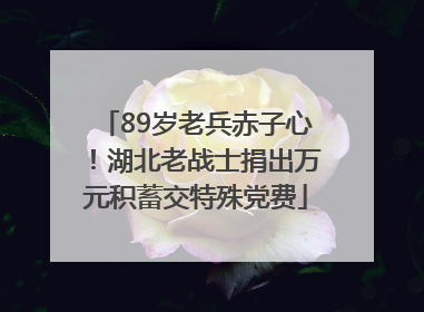 89岁老兵赤子心！湖北老战士捐出万元积蓄交特殊党费